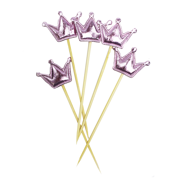 Шпажки для канапе/капкейков "Корона" Розовая